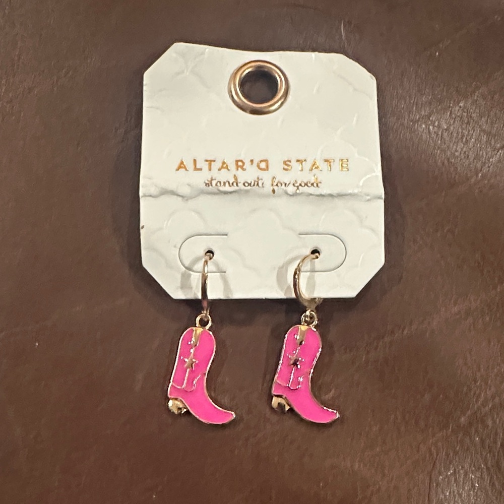 Altar'd State Pink Boot Earrings
